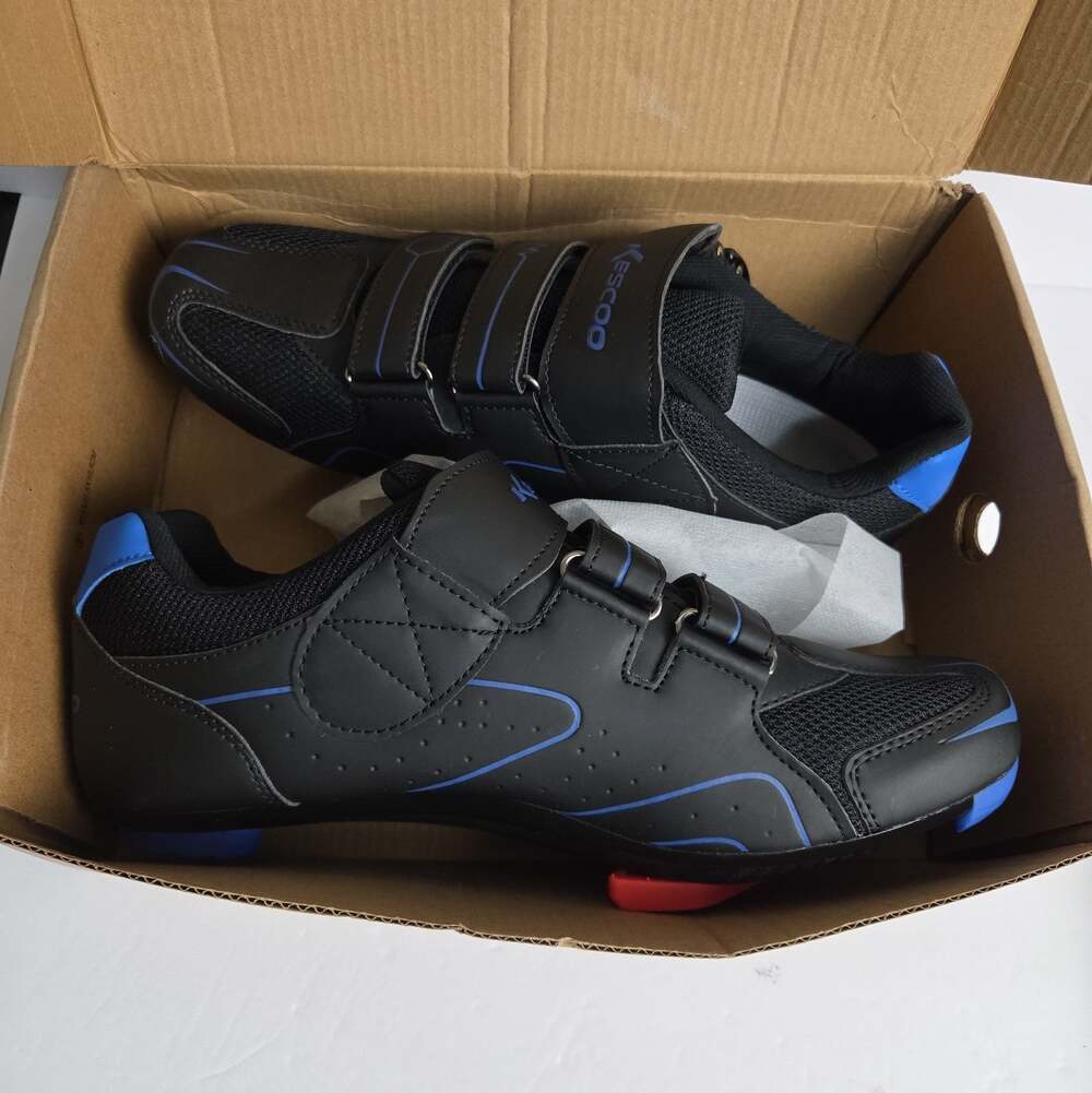Kescoo Cycling Shoes Peloton Compatible SPD Clip In Black Blue EU 45 US 11